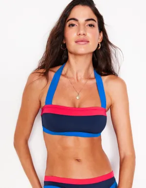 Santorini Bikini Top-Navy/ Coral Punch Pink/ Blue