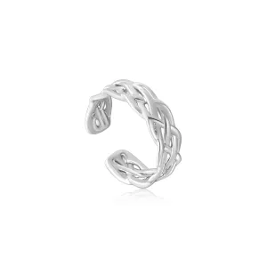 Silver Rope Wide Adjustable Ring