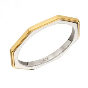 Sterling Silver Octagon Yellow Gold Plating Ring R3804