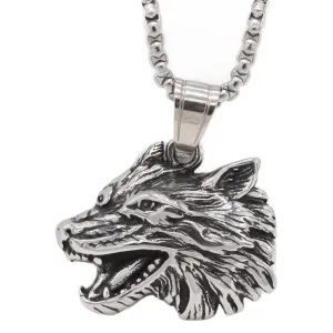 Stylish Titanium Steel Wolf Head Pendant for Men - Retro Hip Hop Design