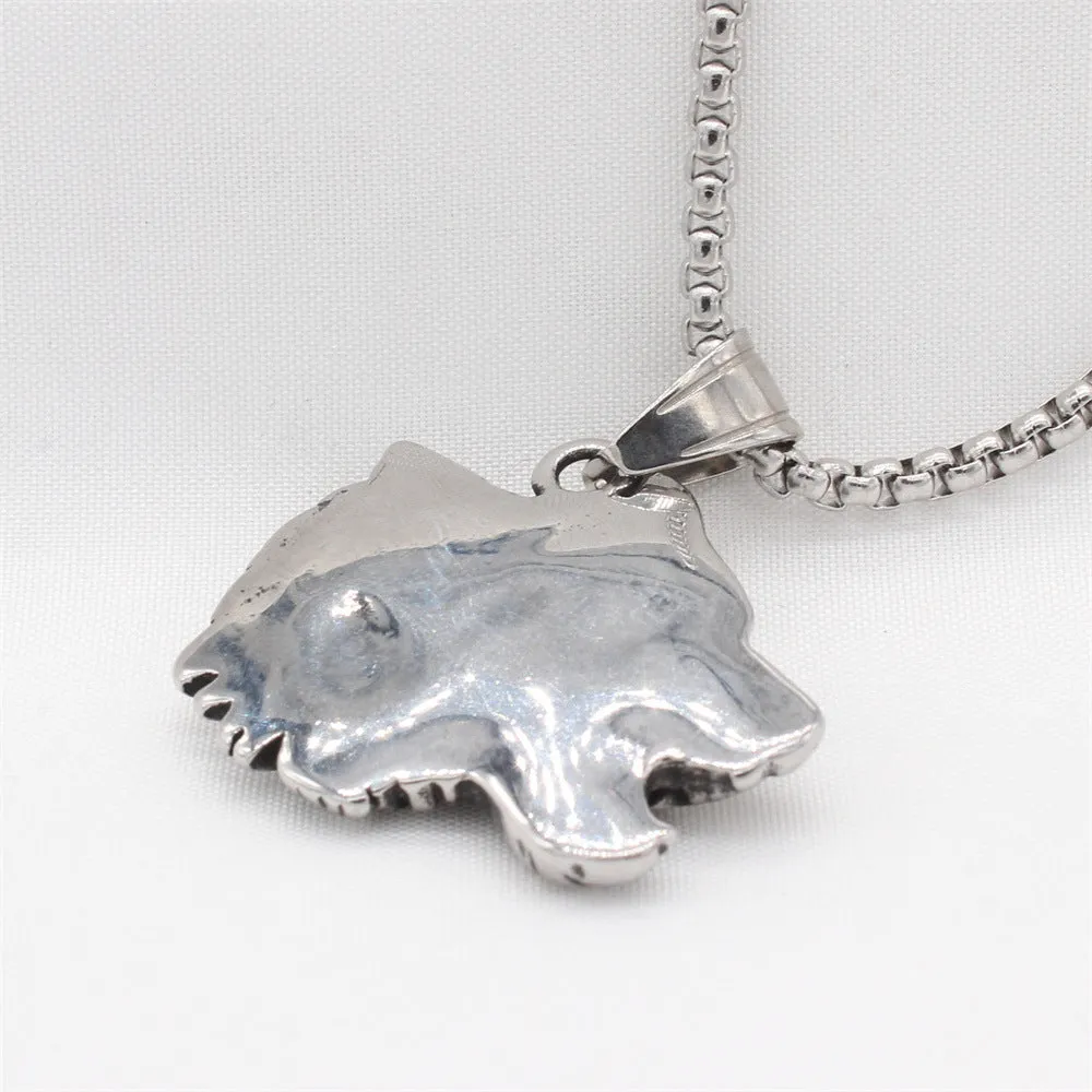 Stylish Titanium Steel Wolf Head Pendant for Men - Retro Hip Hop Design