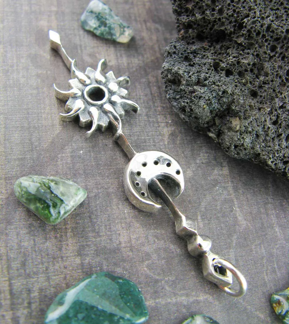 Sun & Moon Stick Pendant Necklace, Handmade **Pls. READ DESCRIPTION**