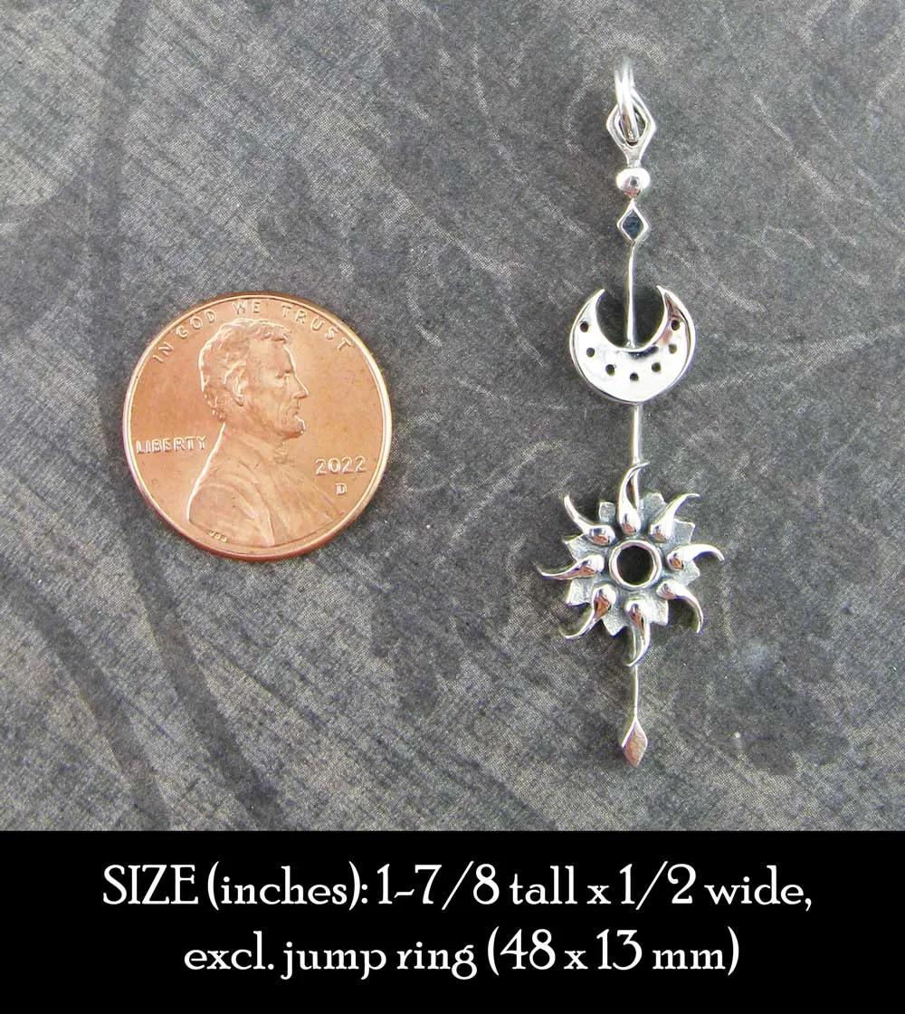 Sun & Moon Stick Pendant Necklace, Handmade **Pls. READ DESCRIPTION**