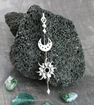 Sun & Moon Stick Pendant Necklace, Handmade **Pls. READ DESCRIPTION**