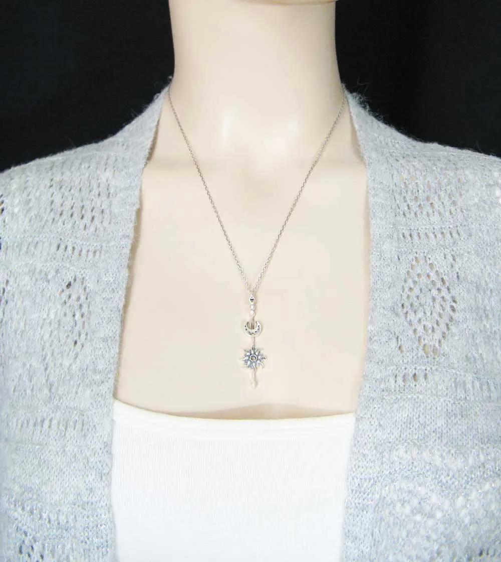 Sun & Moon Stick Pendant Necklace, Handmade **Pls. READ DESCRIPTION**