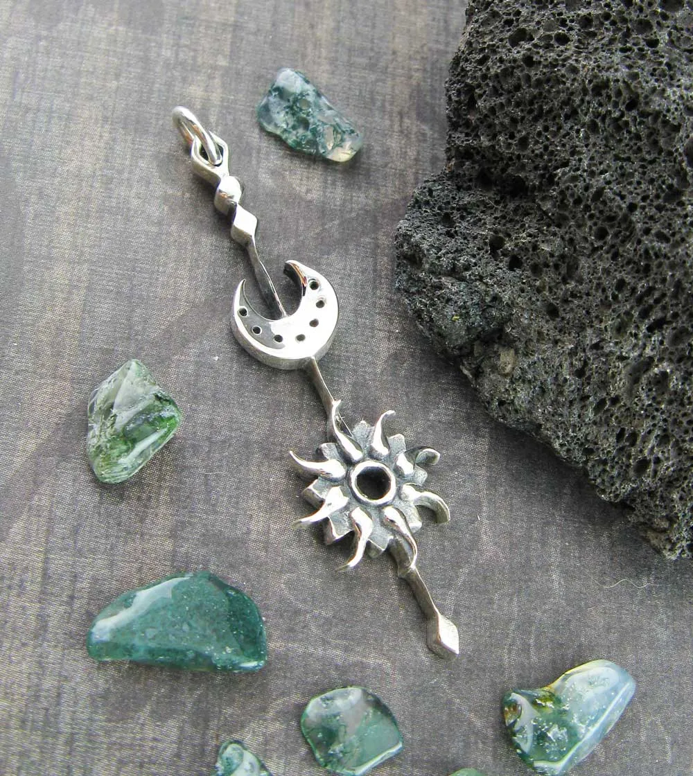 Sun & Moon Stick Pendant Necklace, Handmade **Pls. READ DESCRIPTION**