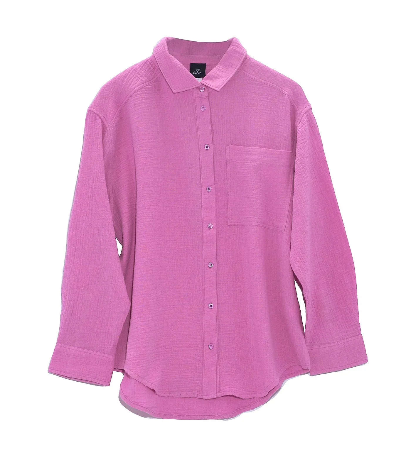Supersoft Gauze Boyfriend Shirt Cyclamen