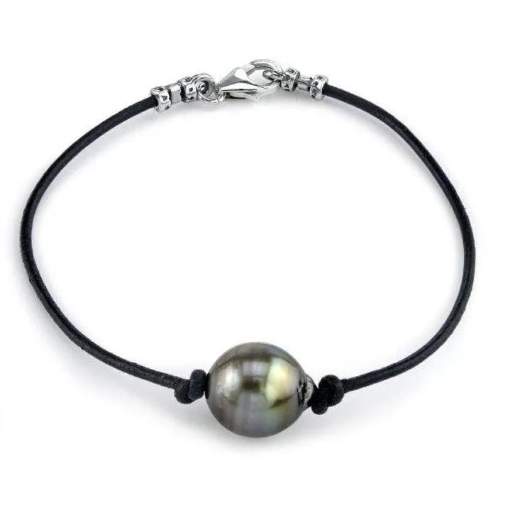 Tahitian South Sea Baroque Pearl Leather Bracelet- Various Sizes