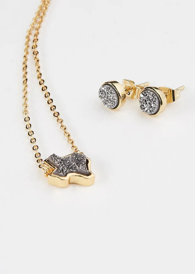 Texas Druzy Necklace in Silver