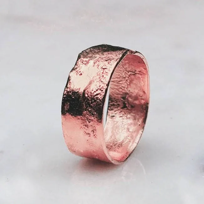 Textured Cigar Band 7mm in Rose Gold