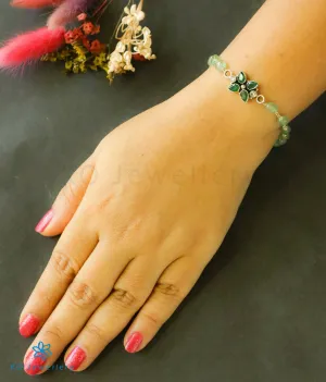 The Indrani Silver Gemstone Bracelet (Green)