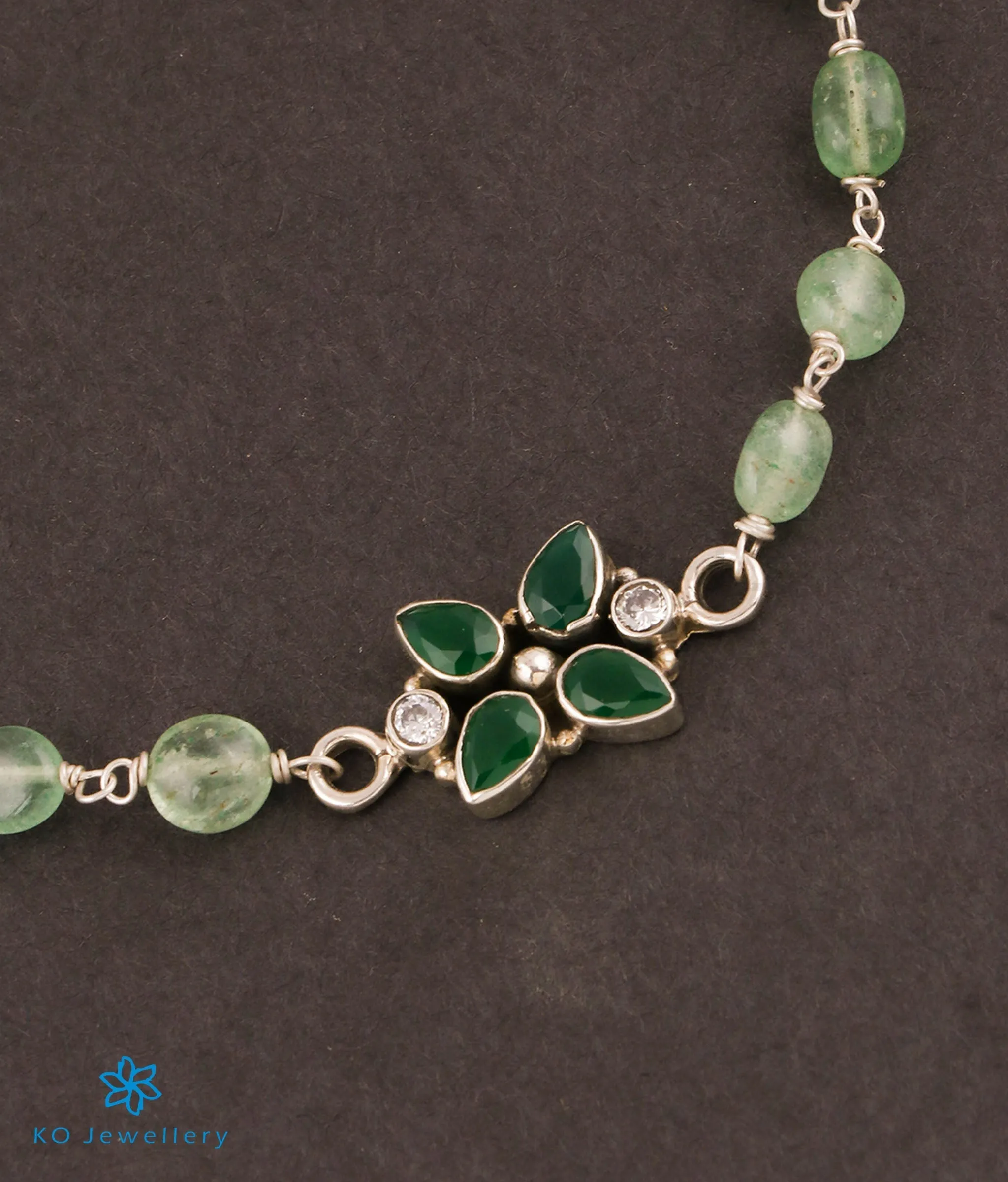 The Indrani Silver Gemstone Bracelet (Green)