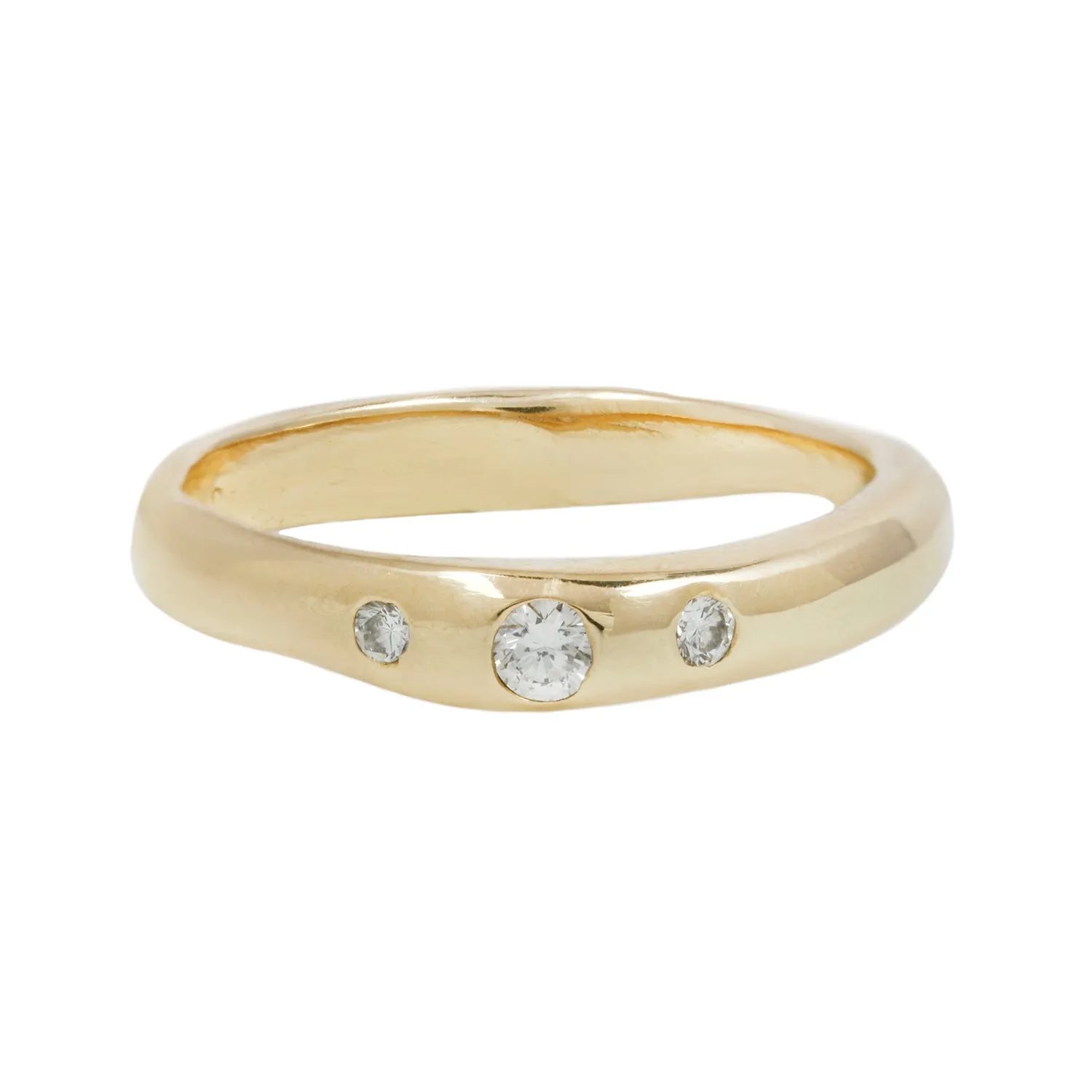 THREE STONE HART RING / 14K & DIAMOND