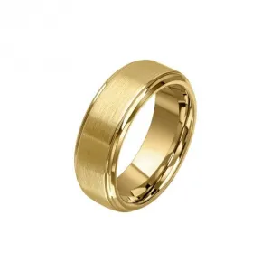 Tungsten Brushed Gold Plated Ring R3862
