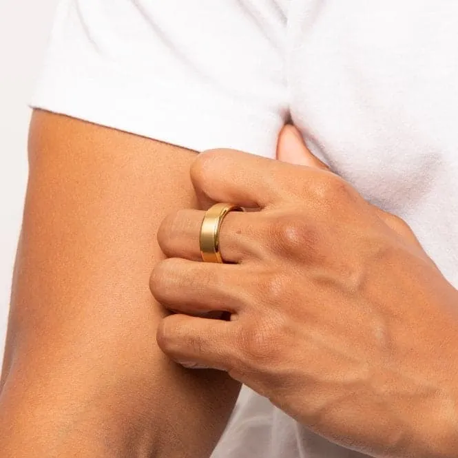 Tungsten Brushed Gold Plated Ring R3862