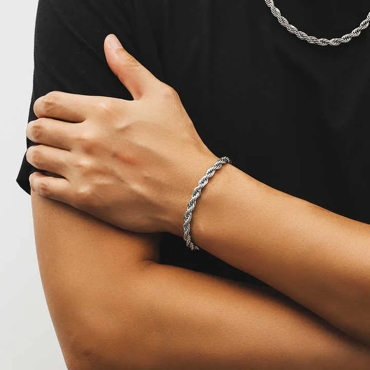Twisted Rope Bracelet Hip Hop -سوار حبل ملتوي