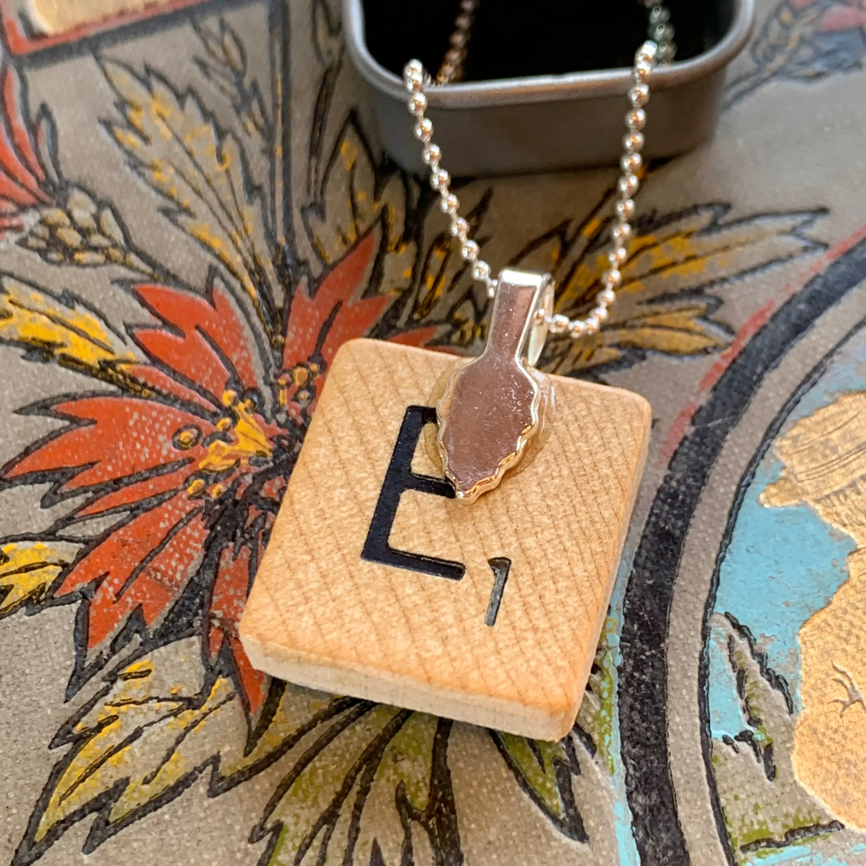 Upcycled vintage scrabble piece necklace
