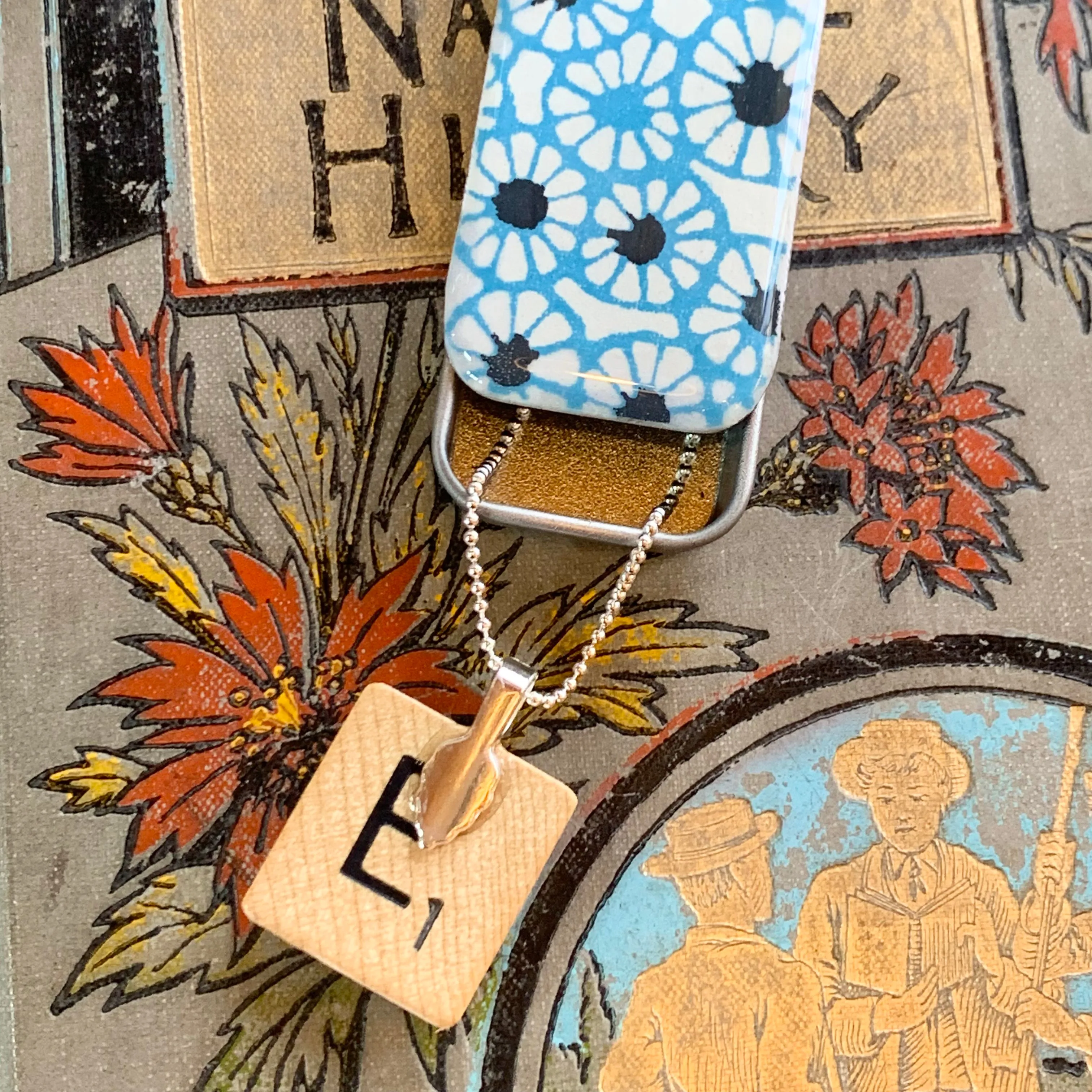 Upcycled vintage scrabble piece necklace