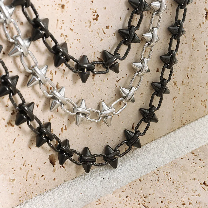 Urban Chic Titanium Necklace with Geometric Diamond Pendant