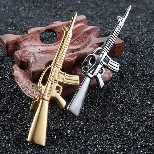 Urban Hip-Hop Titanium Steel Gun Pendant - Personalized Punk Jewelry for Men