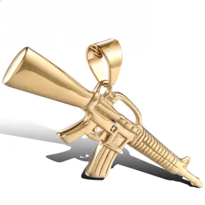 Urban Hip-Hop Titanium Steel Gun Pendant - Personalized Punk Jewelry for Men