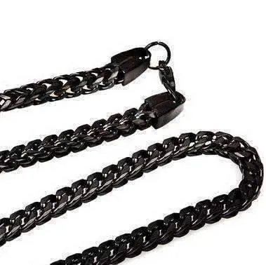 Urban Legend 6mm Black Stainless Steel Square Wheat Link Chain Necklace