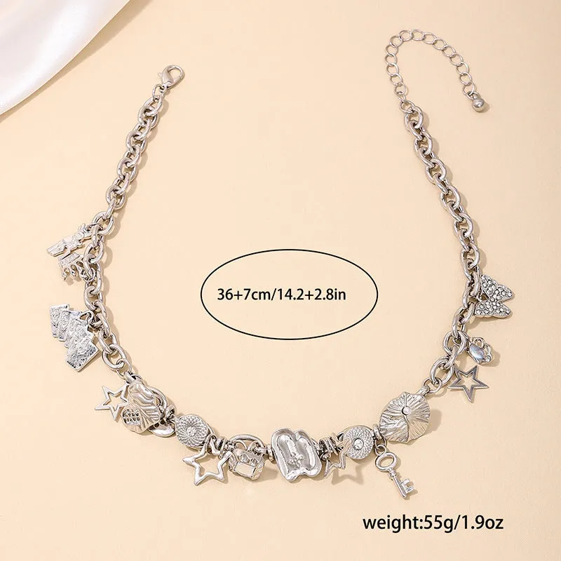 Urban Rockstar Statement Necklace with Metal Pendant