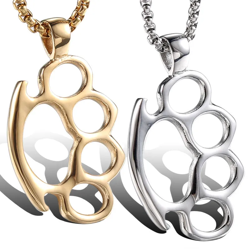 Urban Style Titanium Steel Tiger Finger Pendant for Hip-Hop Enthusiasts - Personalized Boxing Design for Men and Women