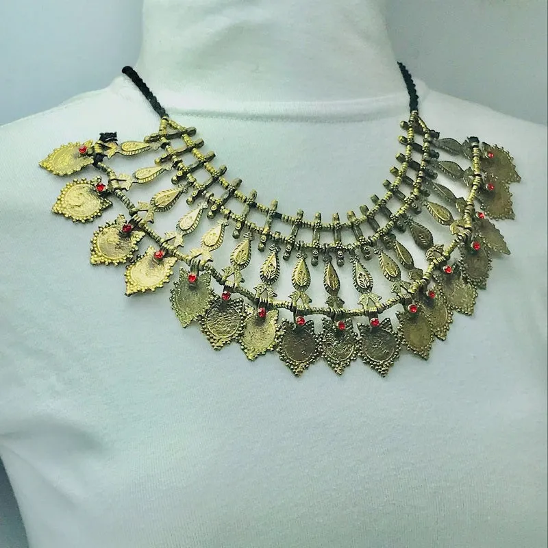Vintage Coins and Metal Spikes Choker Necklace
