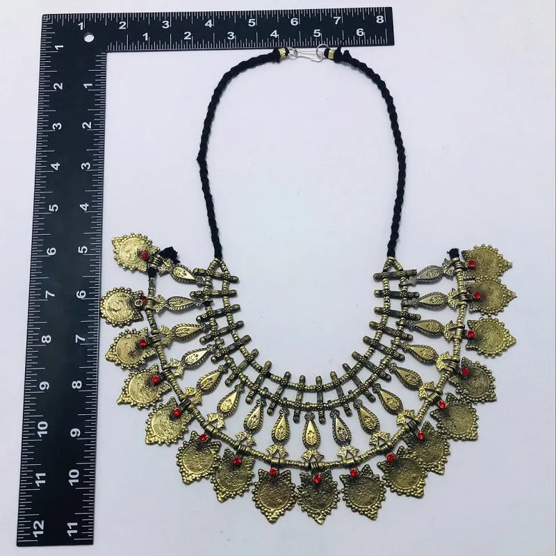 Vintage Coins and Metal Spikes Choker Necklace