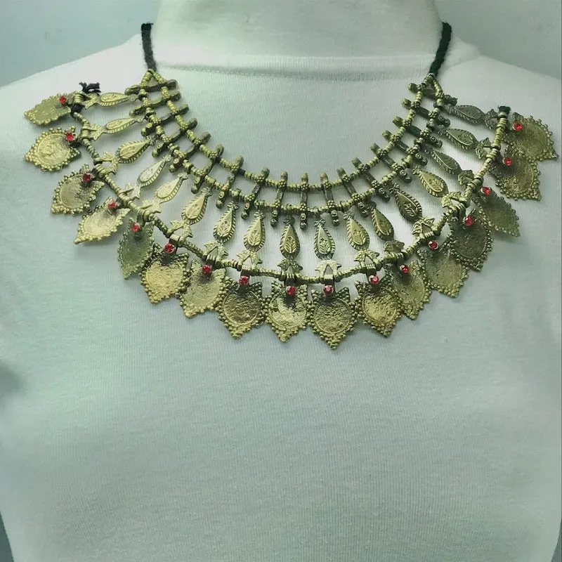 Vintage Coins and Metal Spikes Choker Necklace