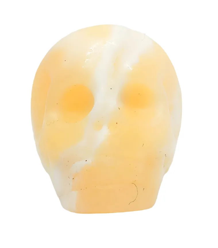 Yellow Calcite Crystal Skull Ring