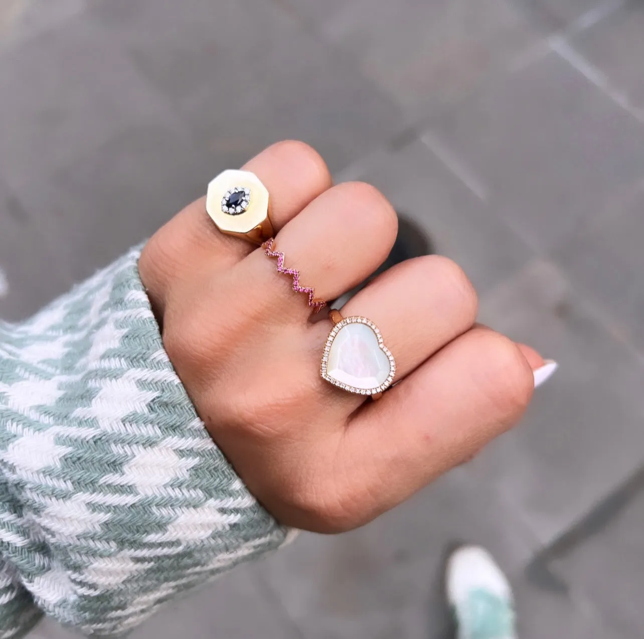 Zig Zag Gemstone Ring