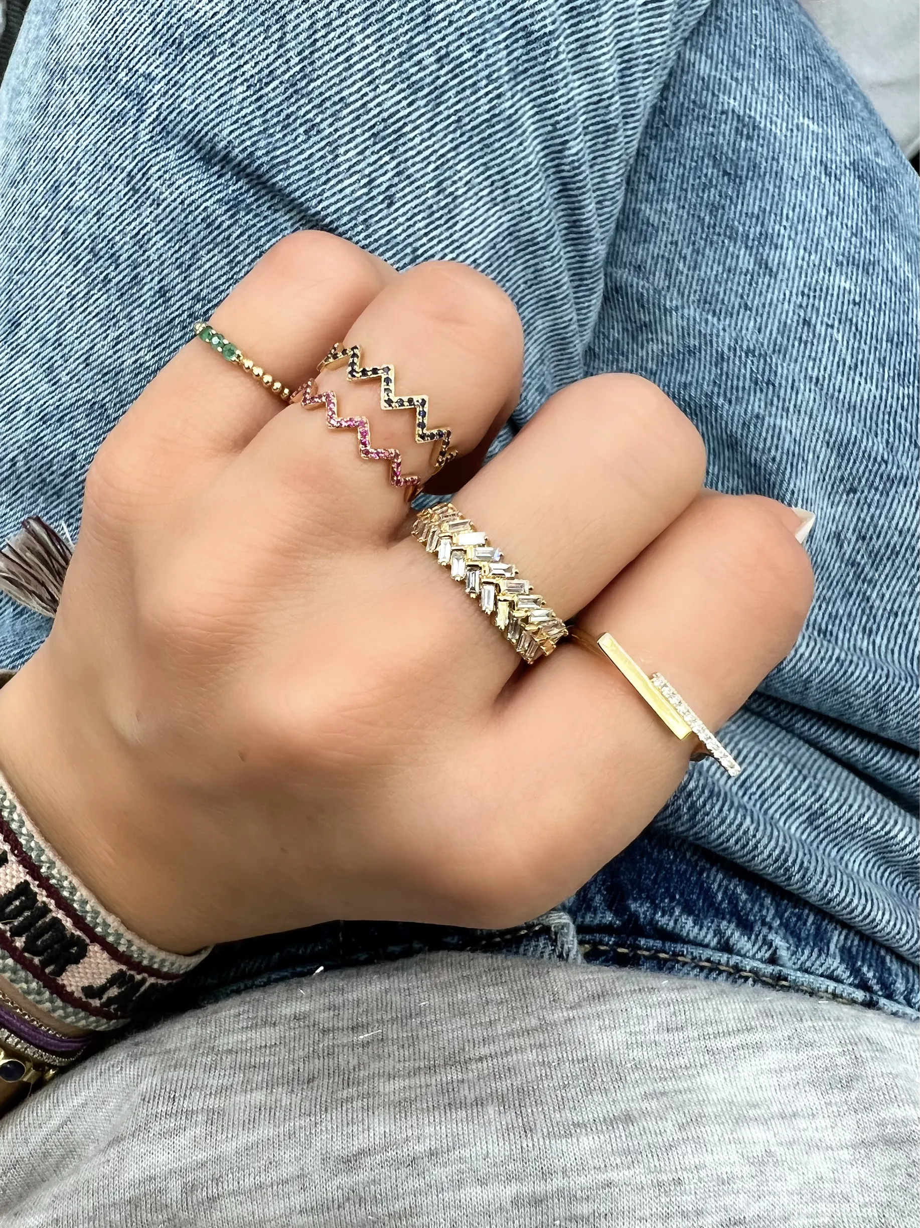 Zig Zag Gemstone Ring